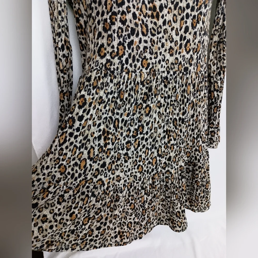 ZARA Mobwife Cheetah Leopard Print Long Sleeve Fall Autumn Winter Dress (#221)‎